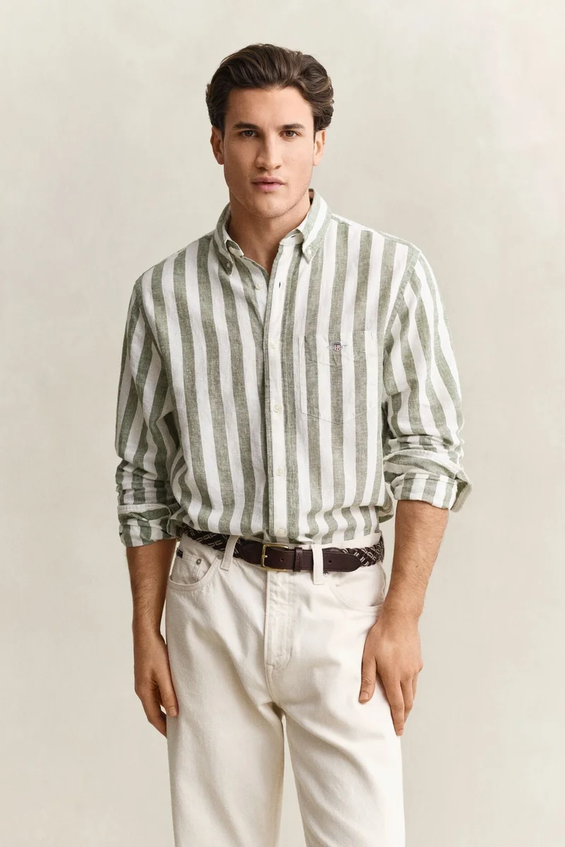 GANT Regular Cotton Linen Stripe Shirt