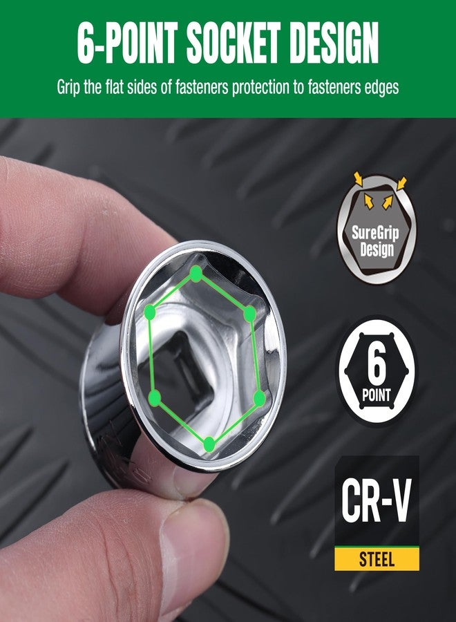 اس كي كي مجموعة مقابس SK مقاس 3/8 بوصة، مقابس SAE، 13 قطعة، 1/4 بوصة إلى 1 بوصة، لمسة نهائية SuperKrome، هيكل CR-V فاخر، مع منظم مقابس من الألومنيوم - Image 4