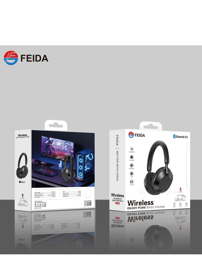 FEIDA AST116 Noise Cancelling Wireless With better noise cancellation performance With Mic For Phone Call Black - Image 2