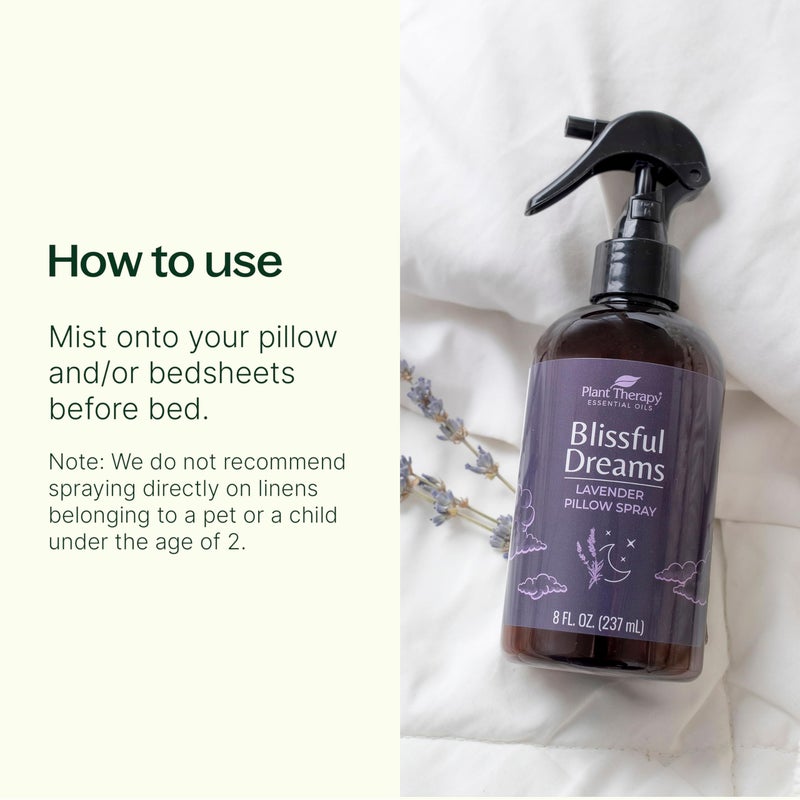 Plant Therapy Blissful Dreams Lavender Pillow and Linen Mist and Room Spray, for Relaxation & Sleep, Powered by Essential Oils Like Lavender & Roman Chamomile, Aromatherapy Sleep Spray, 8 oz - Image 2