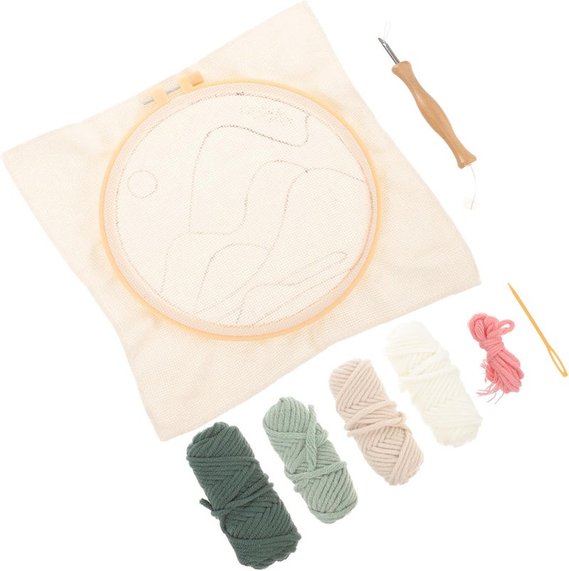 BESTonZON Punch Needle Kit for Beginners and DIY Craft Making Set with 20cm Embroidery Hoop, Fabric, Wool Yarn, and Wooden Punch Needle Tool for Needlework Embroidery Projects - Image 1