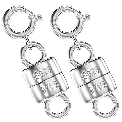 Qulltk 925 Sterling Silver Magnetic Necklace Clasps and Closures,Mini Bracelets Clasp Converter Gold and Silver Chain Extender for Jewelry Making Supplies - Image 1