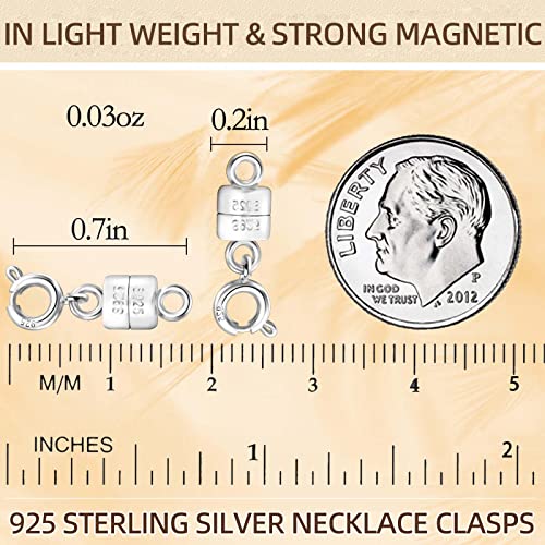 Qulltk 925 Sterling Silver Magnetic Necklace Clasps and Closures,Mini Bracelets Clasp Converter Gold and Silver Chain Extender for Jewelry Making Supplies - Image 2
