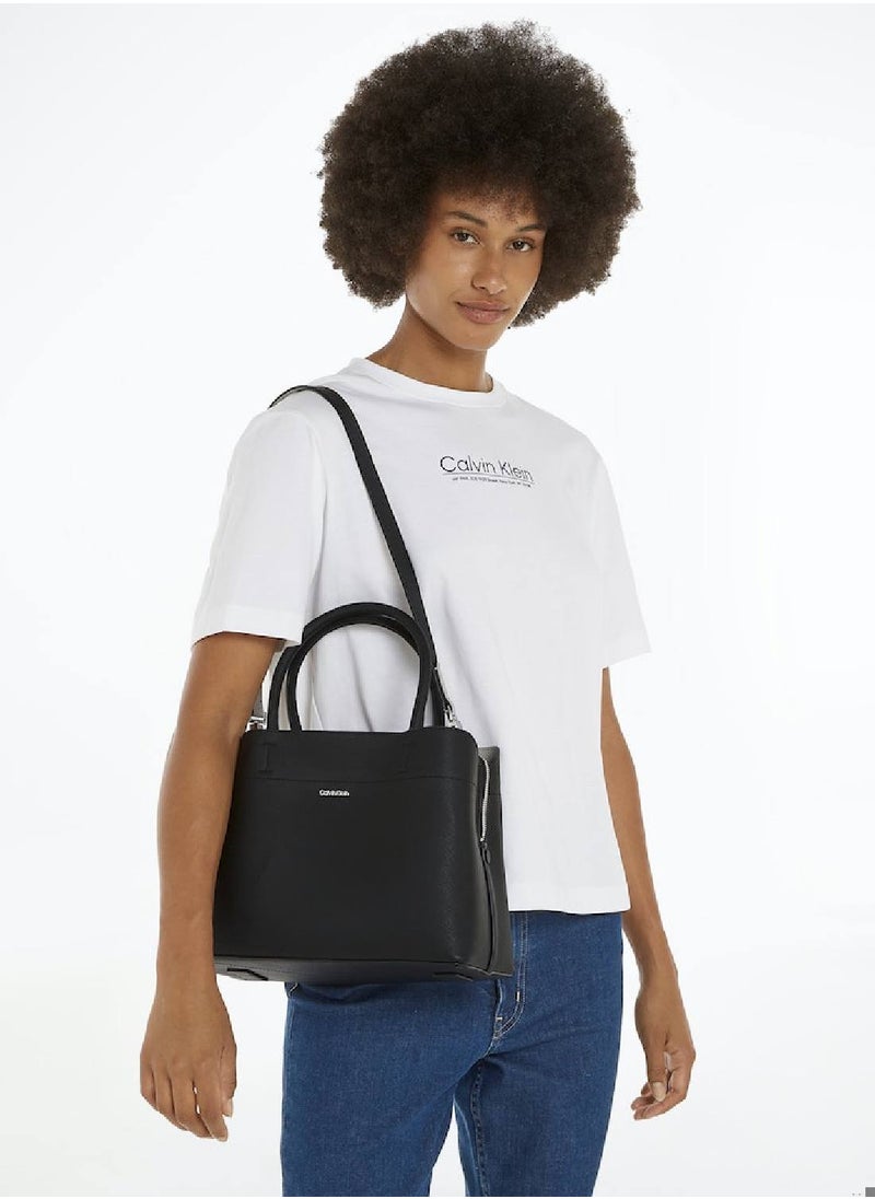 CALVIN KLEIN Women's Medium Crossbody Tote Bag - faux leather, Black  - Image 2