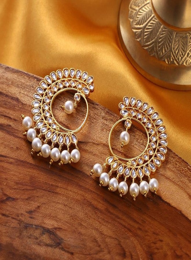 SOHI Women's The Tawus Statement Earrings For Casual Wear | Antique Gold Colour | Alloy Material | Push Back Closure | Artificial Stone Earrings | Statement Earrings For Women & Girls - Image 2