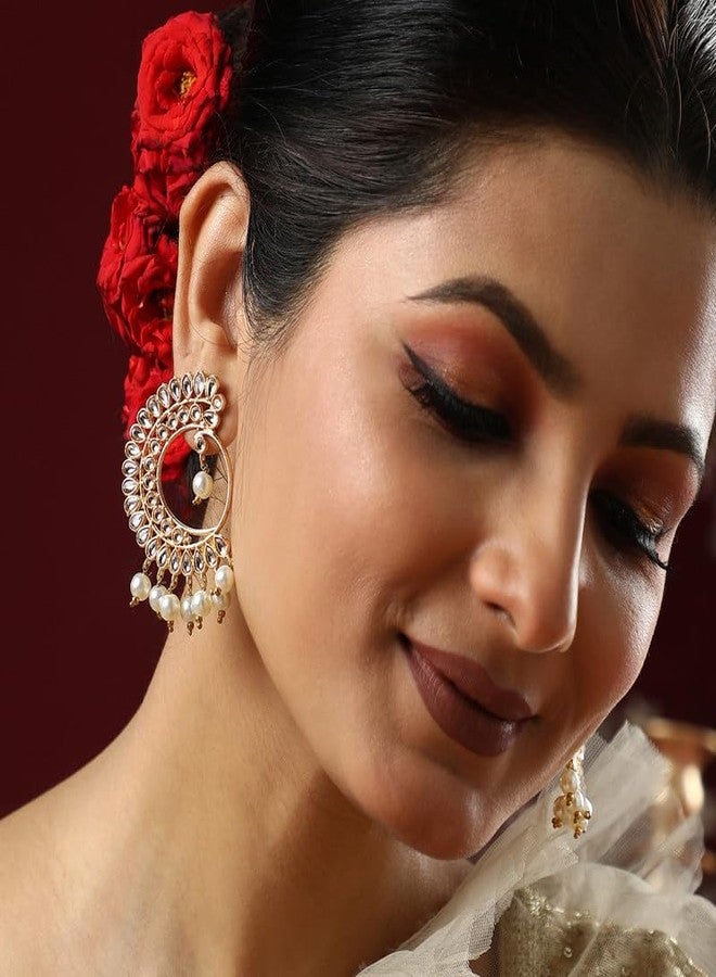 SOHI Women's The Tawus Statement Earrings For Casual Wear | Antique Gold Colour | Alloy Material | Push Back Closure | Artificial Stone Earrings | Statement Earrings For Women & Girls - Image 3