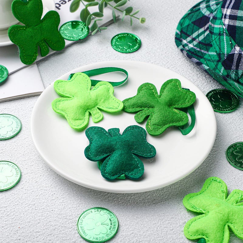 Kingdder 24 Pcs St Patrick's Day Felt Shamrocks Ornaments for Tree Valentine Valentine's Day Heart Hanging Decorations Easter Hanging Egg Ornaments for Holiday Wedding Party Home(Lovely Style) - Image 2