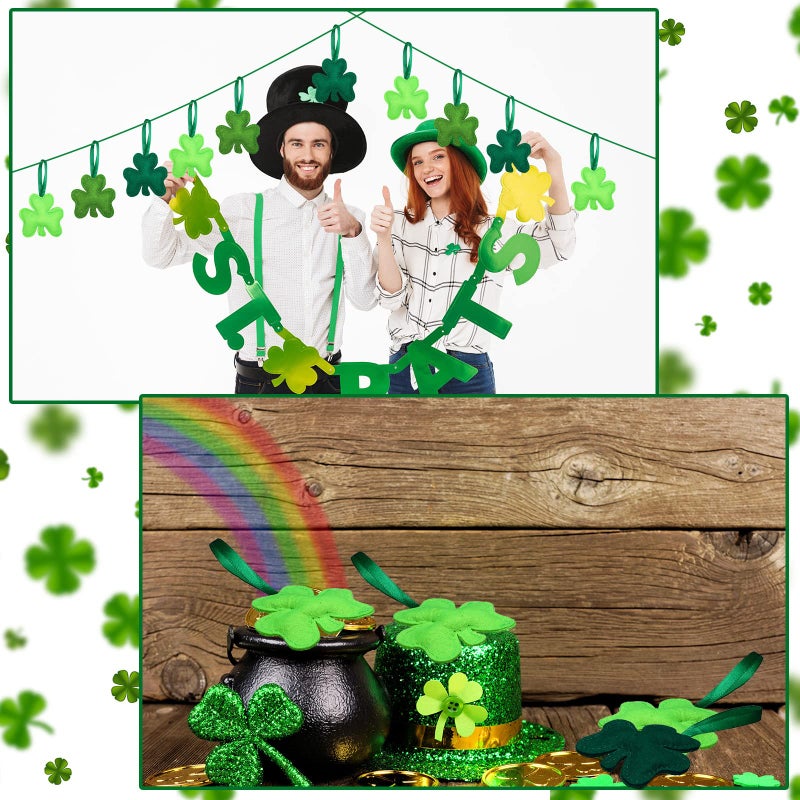 Kingdder 24 Pcs St Patrick's Day Felt Shamrocks Ornaments for Tree Valentine Valentine's Day Heart Hanging Decorations Easter Hanging Egg Ornaments for Holiday Wedding Party Home(Lovely Style) - Image 3