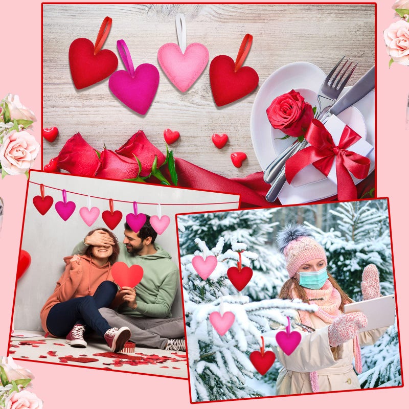 Kingdder 24 Pcs St Patrick's Day Felt Shamrocks Ornaments for Tree Valentine Valentine's Day Heart Hanging Decorations Easter Hanging Egg Ornaments for Holiday Wedding Party Home(Lovely Style) - Image 5