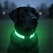 Tractive LED Light Up Dog Collar USB Rechargeable Waterproof Green - Image 1