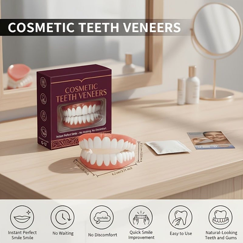 Set Of 3 Full Coverage Temporary Cosmetic Teeth Covering Patches For Adults Includes 1 Upper Teeth Piece 1 Lower Teeth Piece And 1 Accessory Comfortable To Wear Easy To Install And Remove Helps Boost Confidence - Image 5