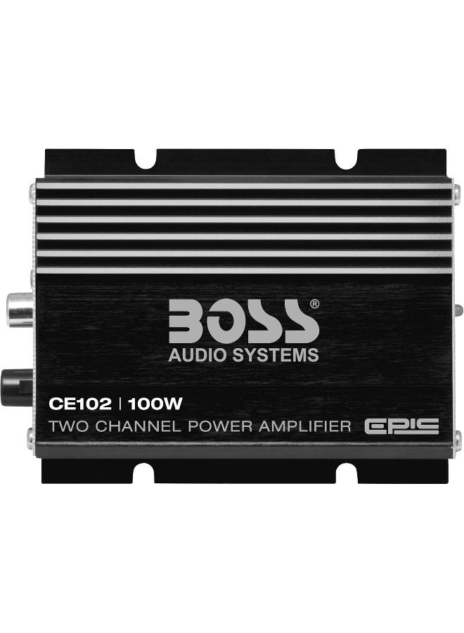 BOSS AUDIO SYSTEMS BOSS Audio Systems CE102 2 Channel Car Amplifier - 100 Watts, Full Range, Class A/B, IC (Integrated Circuit)  - Image 1