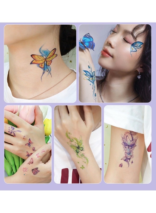 Butterfly Glitter Temporary Tattoos – 6 Sheets of Sparkling Multi-Color Face & Body Stickers with Magical Shine | Skin-Safe, Water-Resistant, Long-Lasting Glitter Tattoos for Kids & Adults | Easy Peel & Stick Makeup Decals for Birthday Parties, Dress-Up Games, Festivals, Cosplay, Gifting & Creative Fun - Image 2