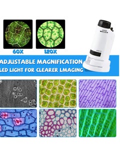 Generic Mini Microscope for Kids, Portable Handheld Microscope for Kids, Supports Multiple Switching Magnifications, with 12pcs Microscope Slides, for Learning, Education and Exploring  - Image 3