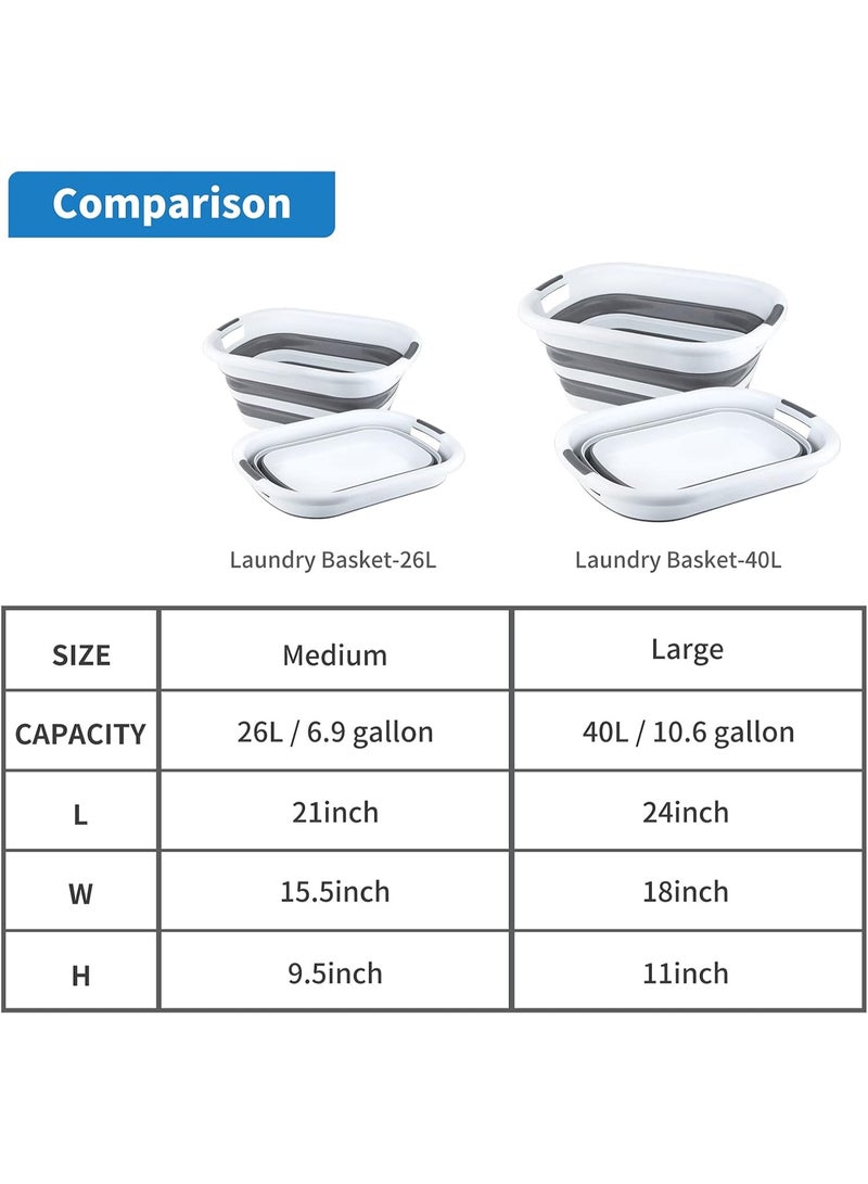 Generic Collapsible Laundry Basket with Handles – Large-Capacity Folding Clothes Hamper/Tub for Laundry, Toys & Storage – Space-Saving Durable Plastic, Soft-Grip Handles – White/Grey – 1pcs - Image 3