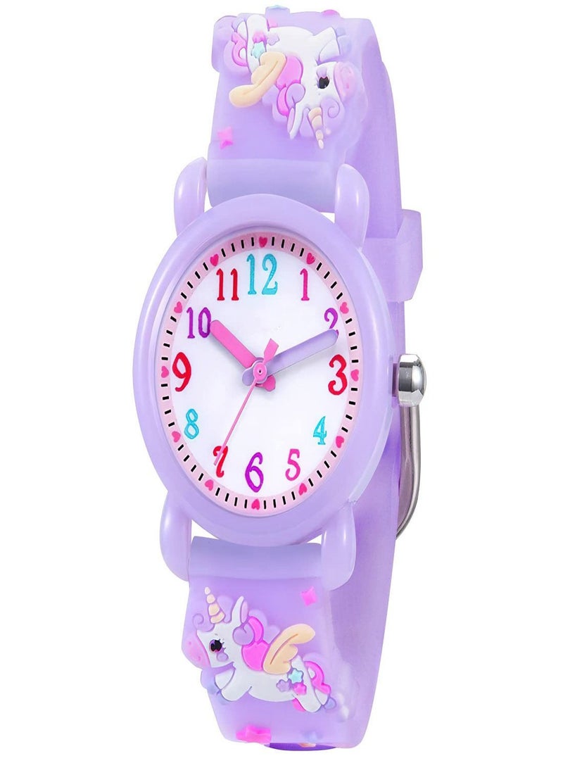 SYOSI ساعة أطفال، ساعة بناتي، ساعة يد سيليكون مقاومة للماء ثلاثية الأبعاد، ساعة يد للأطفال الصغار، هدية للبنات والأولاد من سن 3 إلى 11 عامًا - Image 1