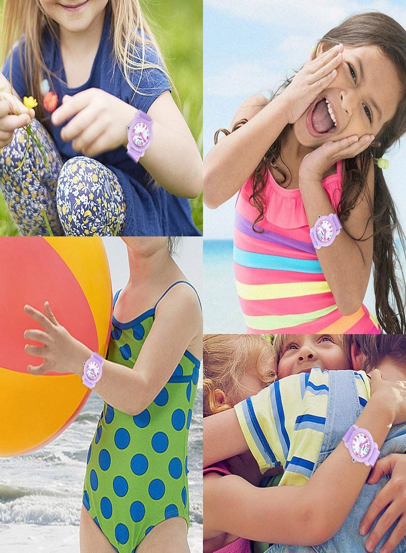 SYOSI ساعة أطفال، ساعة بناتي، ساعة يد سيليكون مقاومة للماء ثلاثية الأبعاد، ساعة يد للأطفال الصغار، هدية للبنات والأولاد من سن 3 إلى 11 عامًا - Image 4