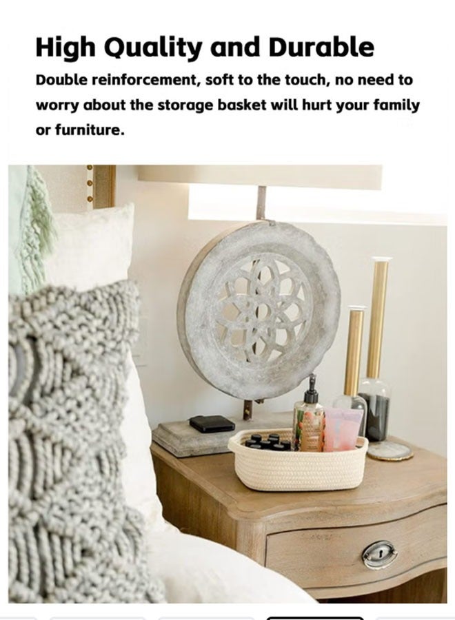 مجموعة 5 قطع من سلة تخزين من حبل قطن 100% باللون البيج - مادة طبيعية ومُكدسة، سلة تنظيم منزل ومزخرفة لسناريوهات متعددة - Image 4