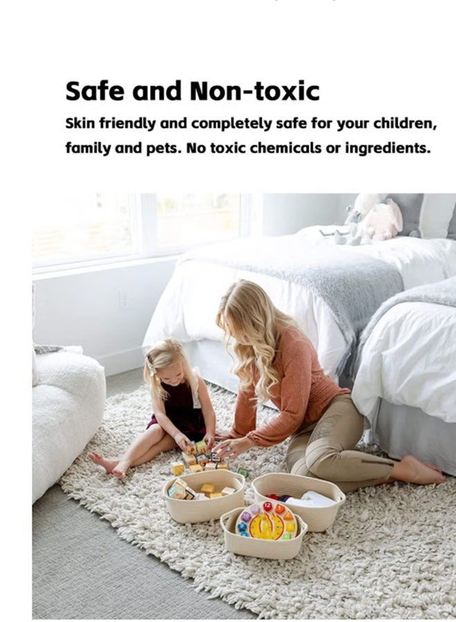 مجموعة 5 قطع من سلة تخزين من حبل قطن 100% باللون البيج - مادة طبيعية ومُكدسة، سلة تنظيم منزل ومزخرفة لسناريوهات متعددة - Image 3