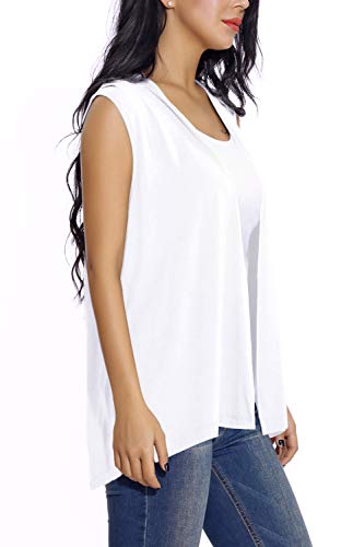EXCHIC Women's Sleeveless Open Front Cardigan Vest Lightweight Cool Coat (M, White) - Image 5