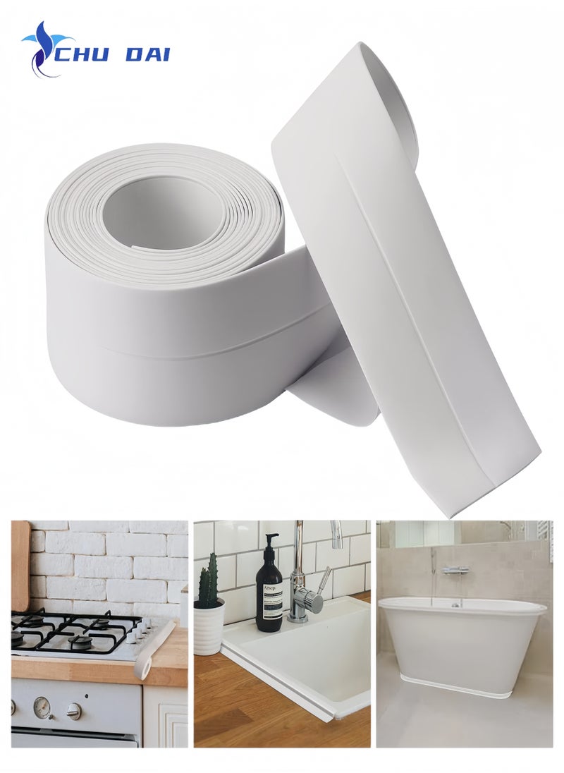 CHU DAI Beauty Seam Sticker Strip For Bathroom Kitchen Caulk Sink Waterproof PVC Adhesive Sealing Strips Mold Proof Wall Stickers,Acrylic Waterproof Tape, Toilet Mildew Proof,(1) 320 CM  - Image 1