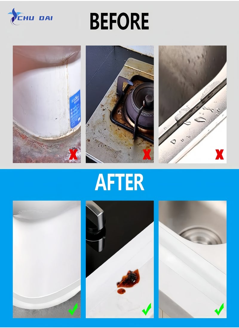CHU DAI Beauty Seam Sticker Strip For Bathroom Kitchen Caulk Sink Waterproof PVC Adhesive Sealing Strips Mold Proof Wall Stickers,Acrylic Waterproof Tape, Toilet Mildew Proof,(1) 320 CM  - Image 5