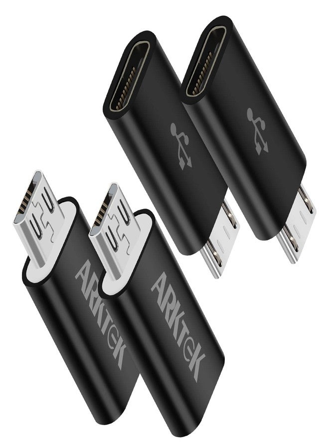 ARKTEK USB C to Micro USB Adapter,4-Pack Type C Female to Micro USB Male Convert Connector Support Charge & Data Sync Compatible with Samsung Galaxy S7 Edge S6 Nexus 5/6 and Micro USB Devices(Black) - Image 1