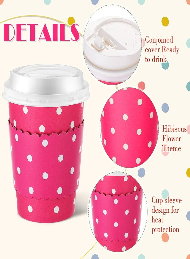 Mimorou 100 Set Polka Dot Disposable Coffee Cups with Lids and Sleeves Bulk Multicolor 8oz Paper Cup Cold Beverage Drinking Cups for Coffee Bar Easter Spring Summer Party Decoration Supplies - Image 2