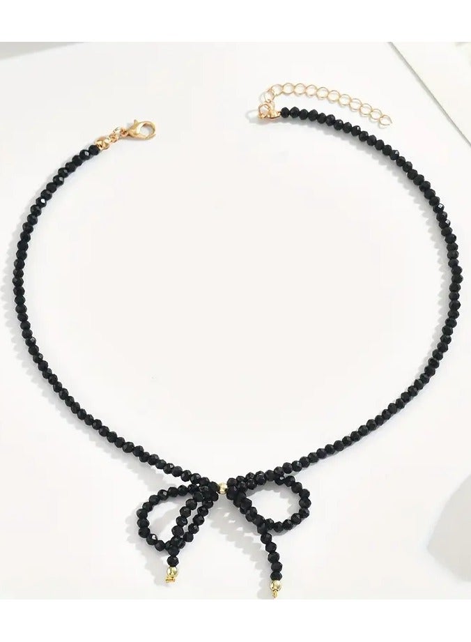 Goolsky Charming Bow Beaded Necklace, Girl's Neck Chain Handmade Chain Cut by Size, Number of Beads Variable  - Image 2