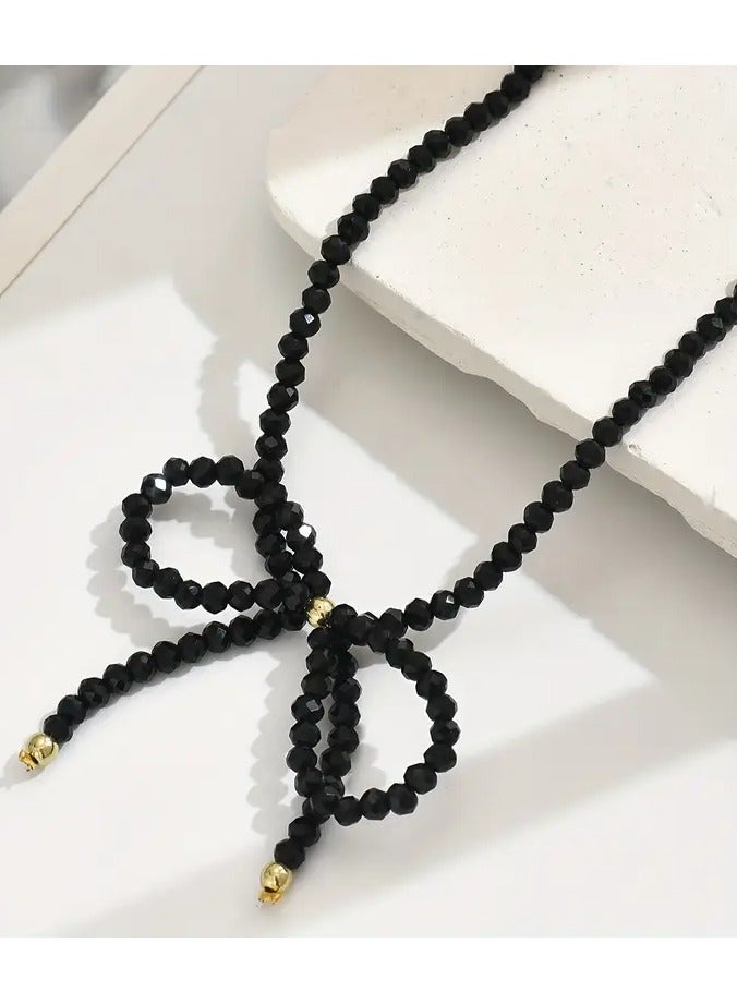 Goolsky Charming Bow Beaded Necklace, Girl's Neck Chain Handmade Chain Cut by Size, Number of Beads Variable  - Image 3