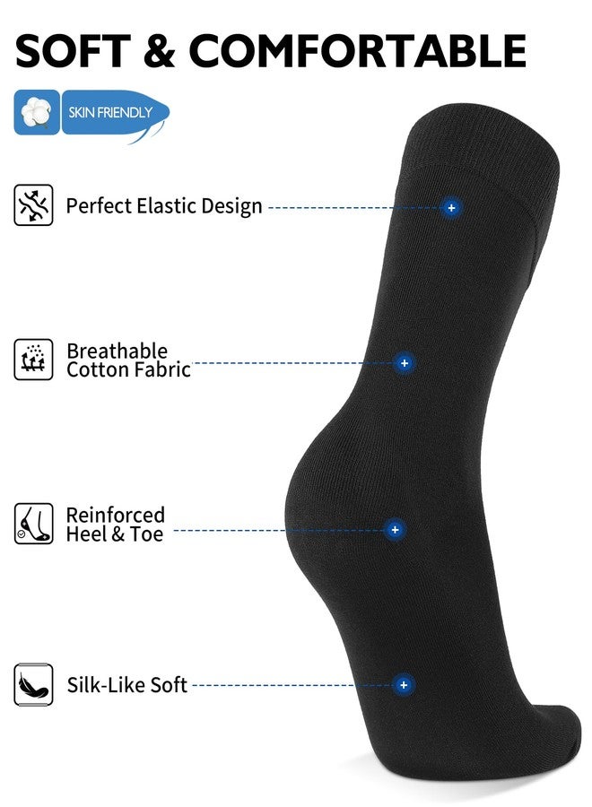 CLOSEMATE Mens Dress Crew Socks Combed Cotton Soft Breathable Durable Classic Solid & Patterned 6 Pairs(6 Black, Size L) - Image 4