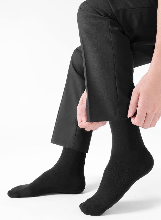CLOSEMATE Mens Dress Crew Socks Combed Cotton Soft Breathable Durable Classic Solid & Patterned 6 Pairs(6 Black, Size L) - Image 2