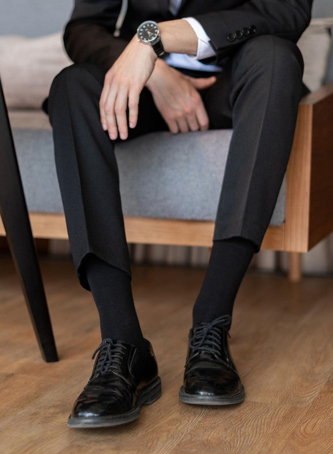 CLOSEMATE Mens Dress Crew Socks Combed Cotton Soft Breathable Durable Classic Solid & Patterned 6 Pairs(6 Black, Size L) - Image 3