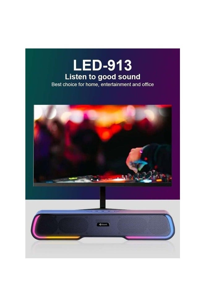 Kisonli LED-913 with RGB lighting, powerful stereo sound, and multiple ports (TF, AUX, and U-Disk) - a distinctive music experience and stunning lighting effects - Image 5