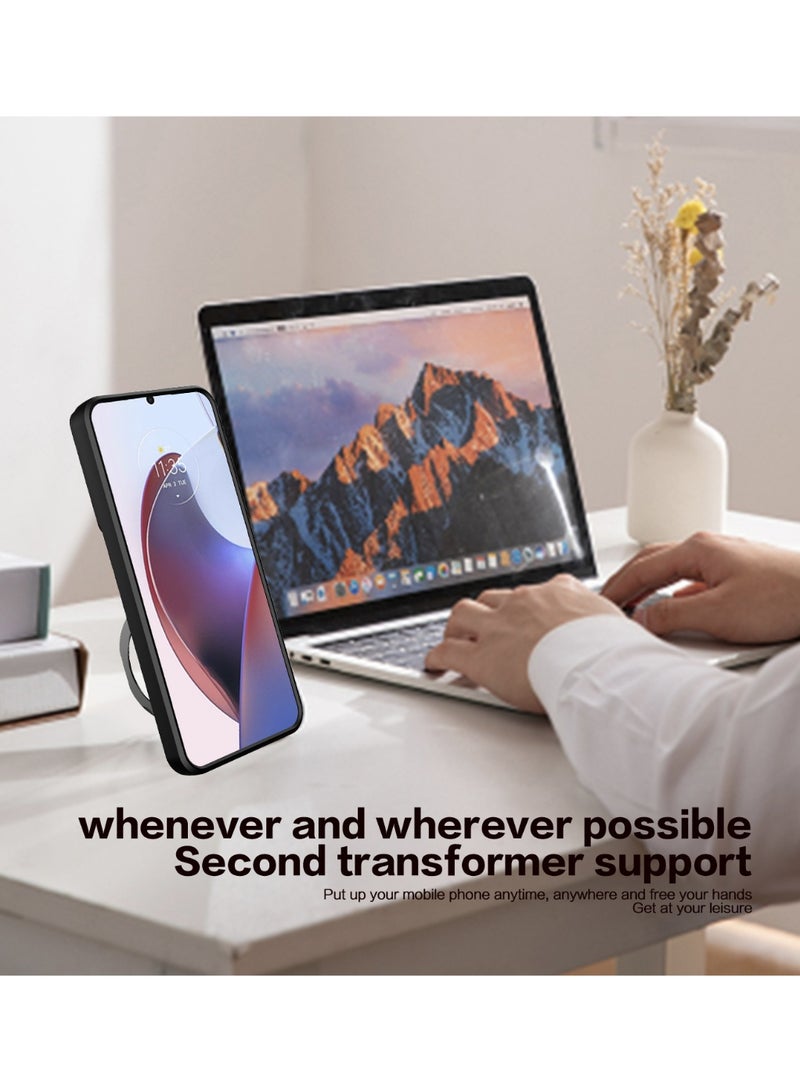 Case Cover for Motorola G85 5G, Slide Camera Lens Cover, 360°Rotating Kickstand Ring, Bumper Shockproof Phone Case，Compatible with Car Magnetic Mount Mobile Phone Case for Motorola G85 5G Black - Image 3