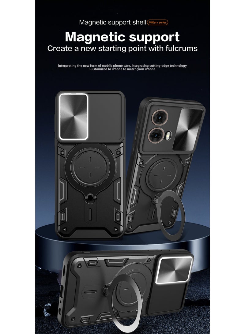 Case Cover for Motorola G85 5G, Slide Camera Lens Cover, 360°Rotating Kickstand Ring, Bumper Shockproof Phone Case，Compatible with Car Magnetic Mount Mobile Phone Case for Motorola G85 5G Black - Image 5