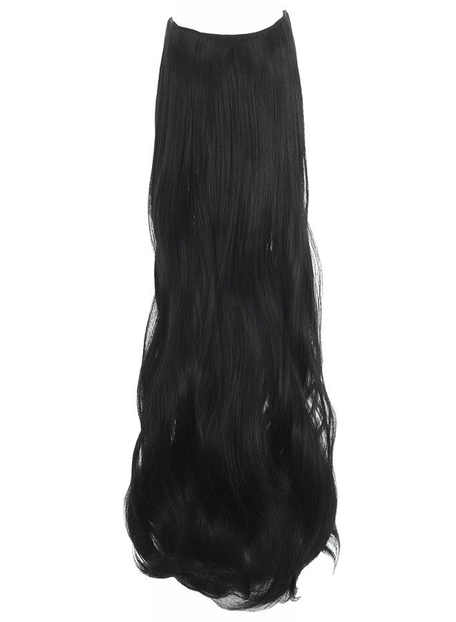 LECIPO 24 inches Invisible Halo Hair Extensions Long Wavy Curly Secret Hairpiece with Transparent Wire Adjustable Size 4 Secure Clips for Women - Image 3