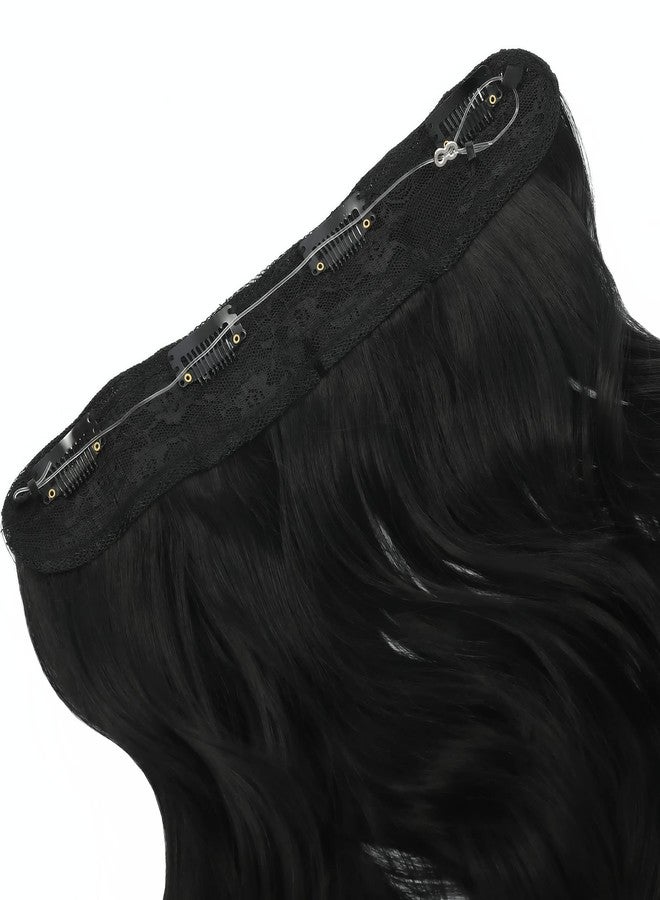 LECIPO 24 inches Invisible Halo Hair Extensions Long Wavy Curly Secret Hairpiece with Transparent Wire Adjustable Size 4 Secure Clips for Women - Image 4