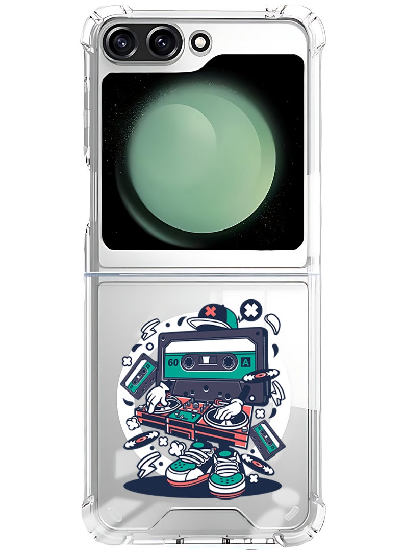 Theodor Magnetic Case for Samsung Galaxy Z Flip 6 Compatible with MagSafe Wireless Charging, Shockproof Phone Bumper Cover cassette man - Image 1