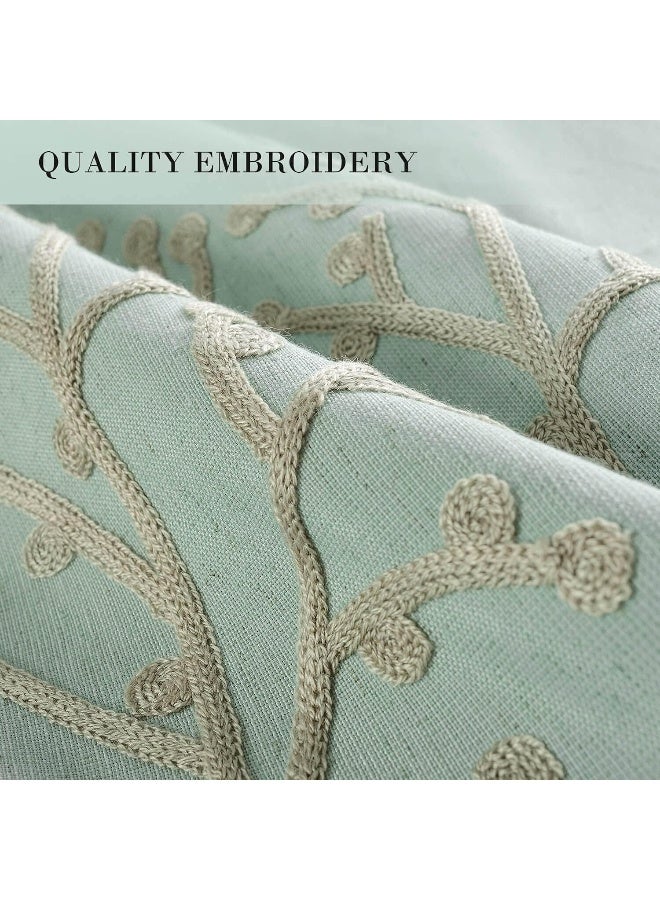 VOGOL 2 Panels Branch Embroidered Faux Linen Grommet Curtains Drapes for BedroomLiving Room Energy Efficient Window Treatment Panels 52 x 96 Inch - Image 4