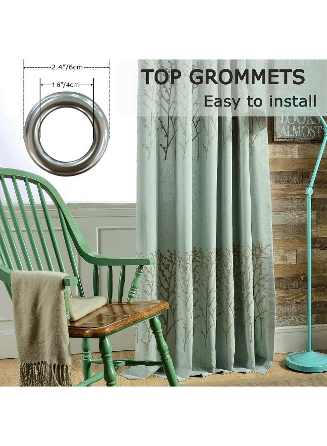 VOGOL 2 Panels Branch Embroidered Faux Linen Grommet Curtains Drapes for BedroomLiving Room Energy Efficient Window Treatment Panels 52 x 96 Inch - Image 5