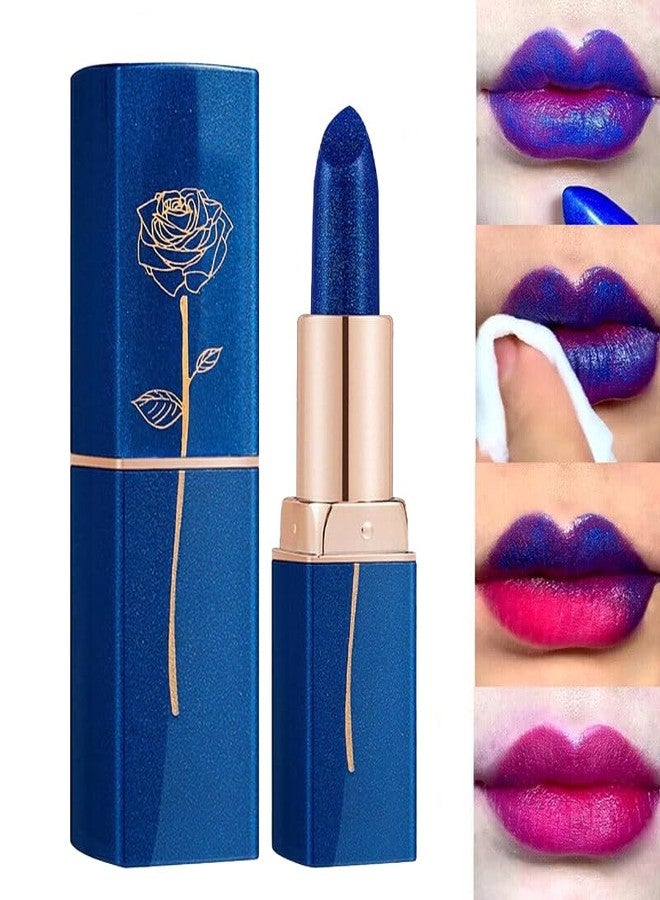 SELLERFLOR Blue Glossy Lipstick That Turns Pink, Magic Lipstick Temperature Color Changing Lip Stick, Easy Apply Long Lasting Moisturizer Lip Stick,Change Lip Balm For Party,Blue Changed To Pink - Image 1