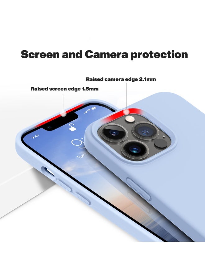 جراب متوافق مع iPhone 13 Pro Max مقاس 6.7 بوصة، جراب هاتف نحيف من السيليكون السائل مكون من 4 طبقات من المطاط الهلامي الناعم المقاوم للصدمات مع بطانة من الألياف الدقيقة المضادة للخدش (أزرق فاتح) - Image 5