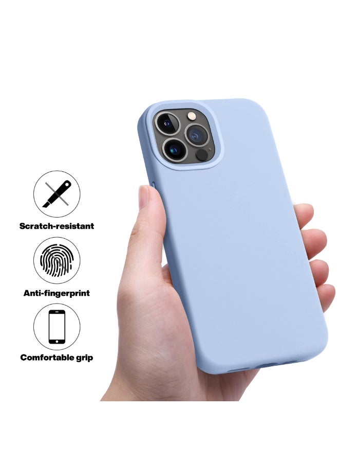 جراب متوافق مع iPhone 13 Pro Max مقاس 6.7 بوصة، جراب هاتف نحيف من السيليكون السائل مكون من 4 طبقات من المطاط الهلامي الناعم المقاوم للصدمات مع بطانة من الألياف الدقيقة المضادة للخدش (أزرق فاتح) - Image 2