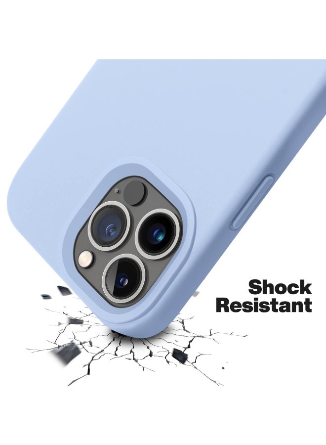 جراب متوافق مع iPhone 13 Pro Max مقاس 6.7 بوصة، جراب هاتف نحيف من السيليكون السائل مكون من 4 طبقات من المطاط الهلامي الناعم المقاوم للصدمات مع بطانة من الألياف الدقيقة المضادة للخدش (أزرق فاتح) - Image 3