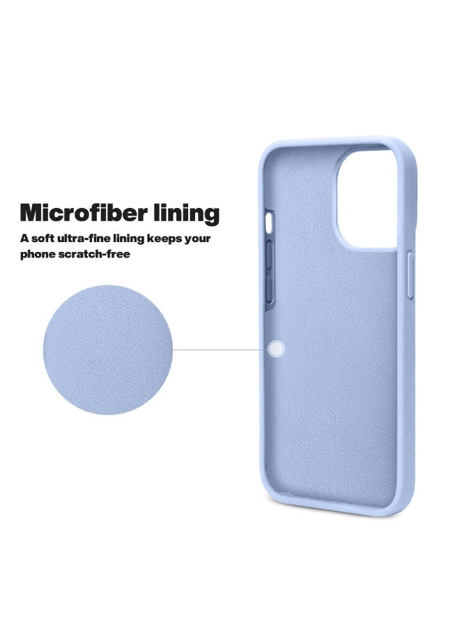 جراب متوافق مع iPhone 13 Pro Max مقاس 6.7 بوصة، جراب هاتف نحيف من السيليكون السائل مكون من 4 طبقات من المطاط الهلامي الناعم المقاوم للصدمات مع بطانة من الألياف الدقيقة المضادة للخدش (أزرق فاتح) - Image 4