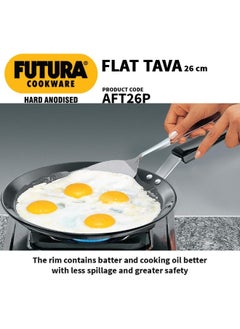 Hawkins Hawkins Futura Hard Anodised Flat Tawa With Plastic Handle, 26Cm, 4.88Mm Thick, Black  - Image 4