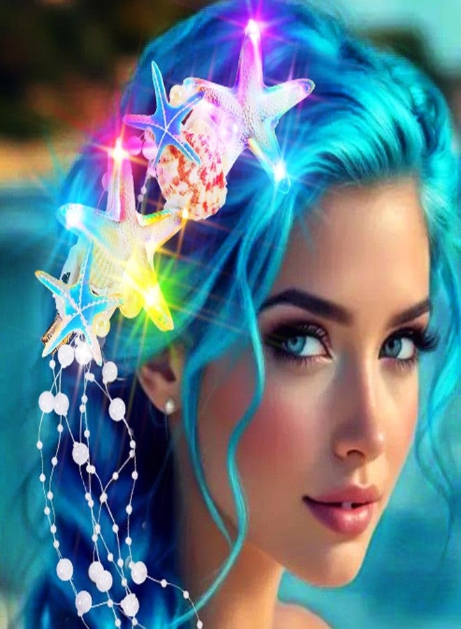 JONKY Light up Starfish Hair Clips Led Mermaid Accessories for Women - Image 1