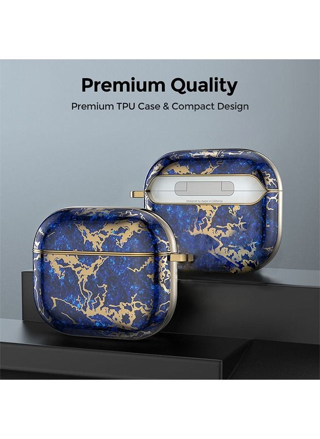 O Ozone - Cover for AirPods 3 Case 2021 Full Body Stylish Smooth Gloss Finish Marble - Navy & Gold - Image 1