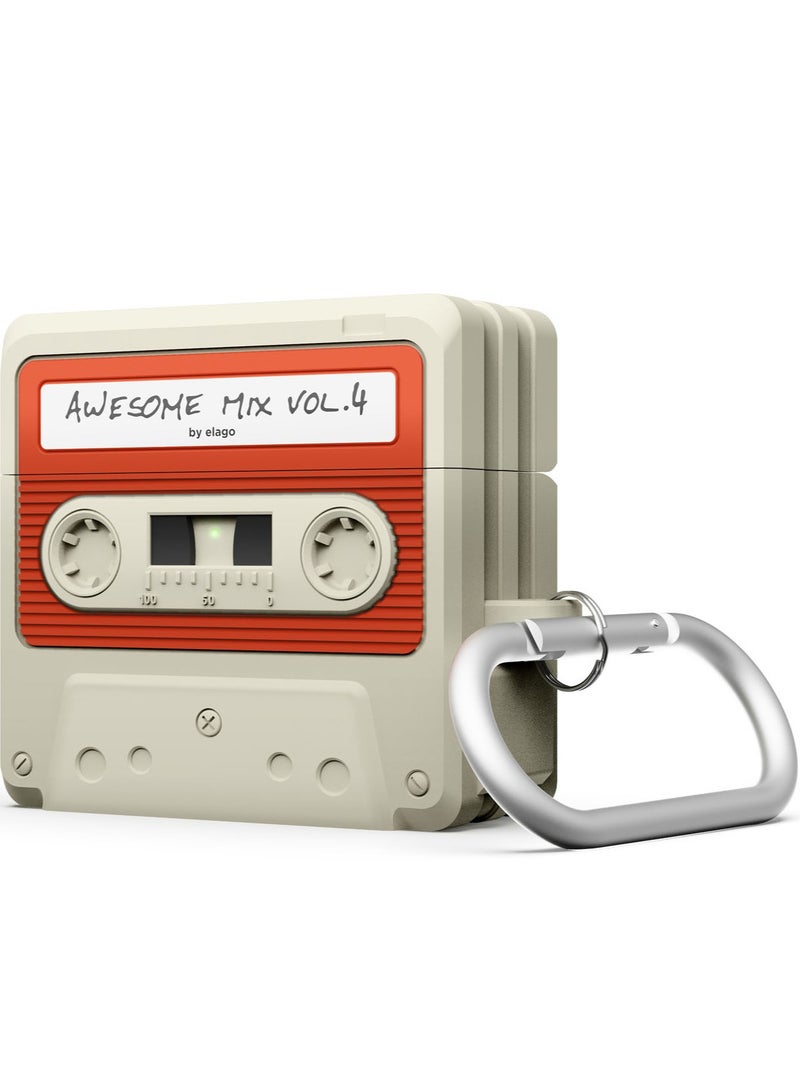 Elago غطاء كاسيت متوافق مع علبة AirPods 4 (2024) مع كارابينر - أبيض كلاسيكي - Image 1